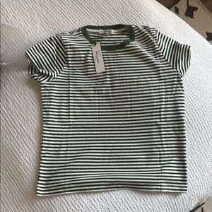 Alex Mill Green and White Striped Short Sleeve Tee